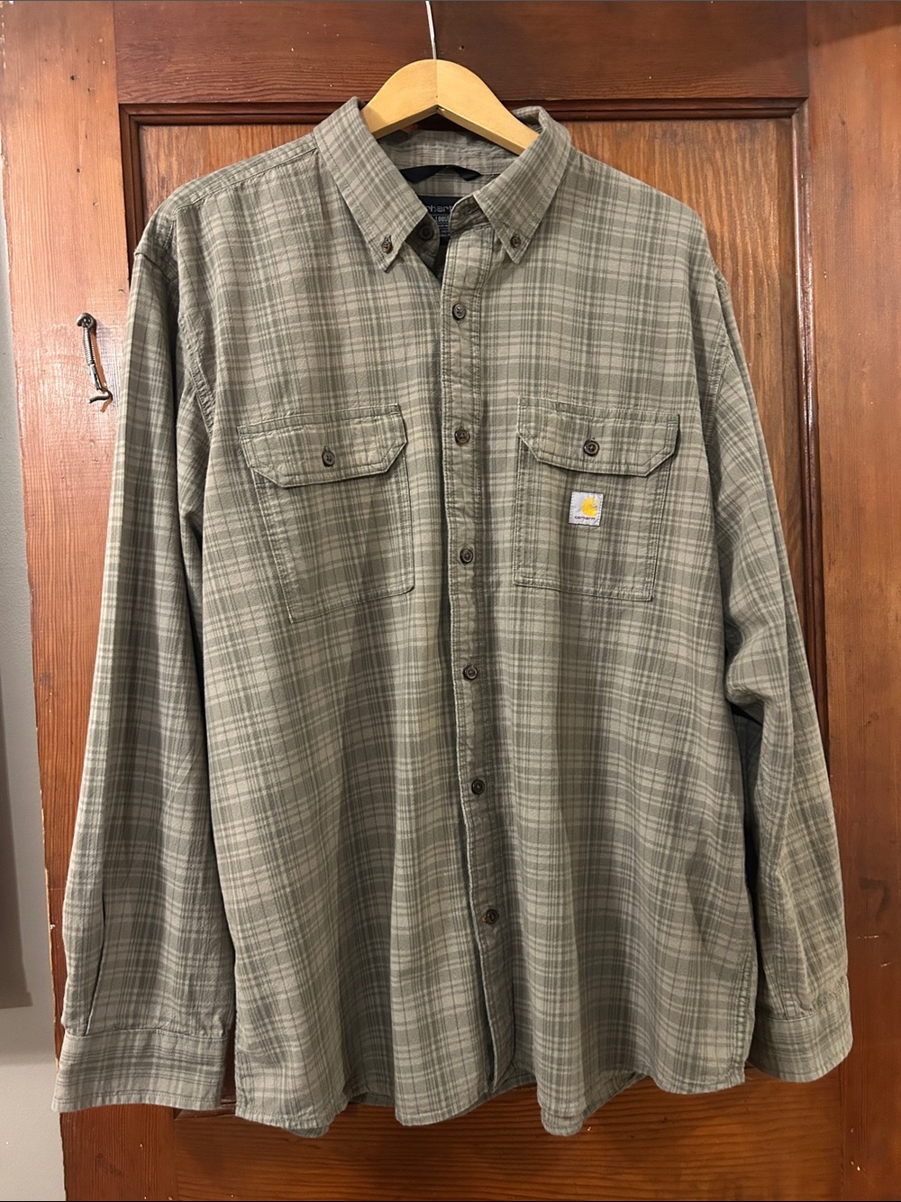 Carhartt: Men's Plaid Woven Cotton Button-Down Shirt, Loose Fit XL